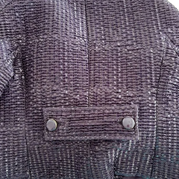 NWOT Carlisle Textured Dark Purple Lined Blazer. Decorative Buttons. Size 6 - Picture 3 of 14